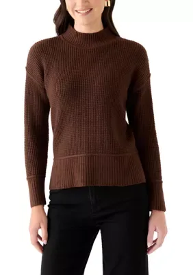 Mock Neck Textured Stitch Sweater by Wonderly