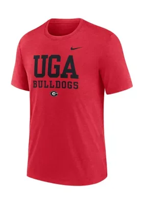 NCAA Georgia Bulldogs Tri-Blend U of Stack Graphic Short Sleeve T-Shirt