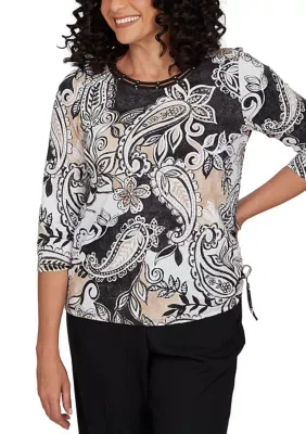 Key Items Paisley Print Top by Alfred Dunner