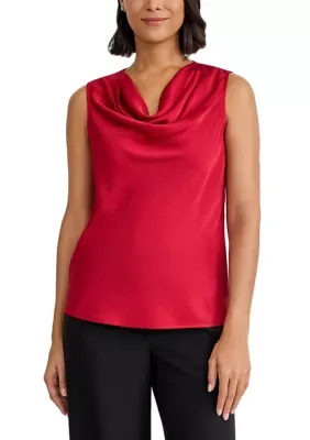 Sleeveless Drape Texture Satin Top by Kasper
