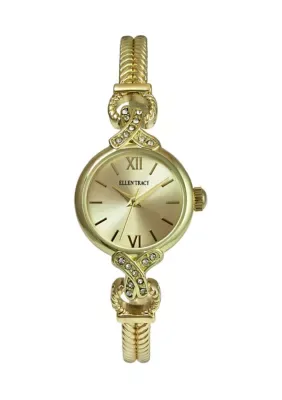Silver Tone Circle Pav Bracelet Watch by Ellen Tracy