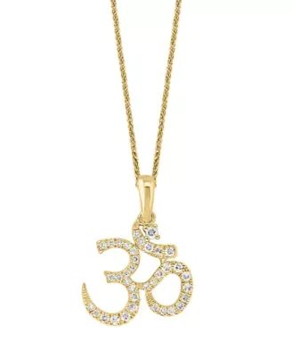 14K Yellow Gold Diamond Aum (om) Pendant with Chain 18 In by Lali Jewels