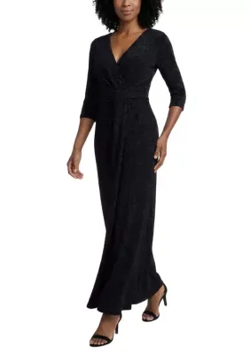 Long Metallic Knit Dress by Sl Fashions