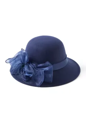 Cloche Hat with Organza Bow by San Diego Hat Company