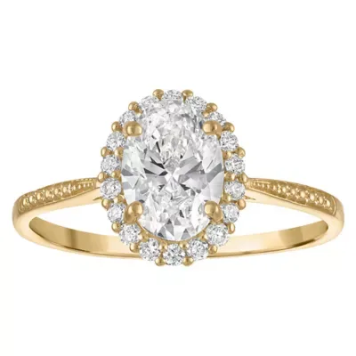 Jordan Blue NYC Lab Created 10K Gold 1.18 Cttw Oval-Cut Lab-Grown Diamond Halo Ring by Jordan
