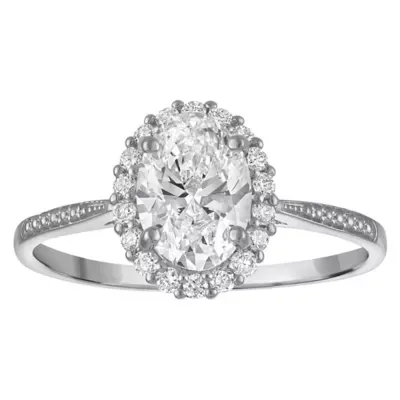 Jordan Blue NYC Lab Created 10K White Gold 1.18 Cttw Oval Lab-Grown Diamond Halo Ring by Jordan