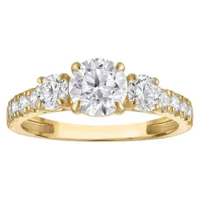 Jordan Blue NYC Lab Created 10K Gold 1.8 Cttw Round-Cut Lab-Grown Diamond Three-Stone Ring