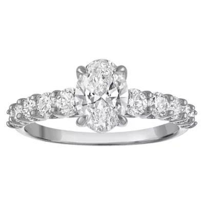 Jordan Blue NYC Lab Created 10K White Gold 2 Cttw Oval-Cut Lab-Grown Diamond Three-Stone Ring by Jordan