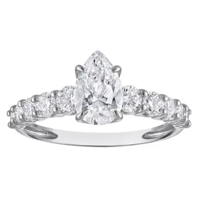 Jordan Blue NYC Lab Created 10K White Gold 2 Cttw Princess-Cut Lab-Grown Diamond Three-Stone Ring