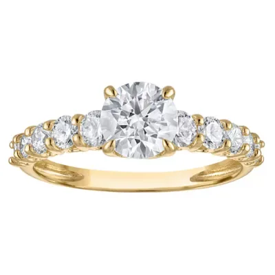 Jordan Blue NYC Lab Created 10K Gold 2 Cttw Round-Cut Lab-Grown Diamond Three-Stone Ring