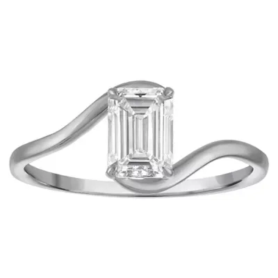 Jordan Blue NYC Lab Created 10K White Gold 1 Cttw Emerald-Cut Lab-Grown Diamond Swirl Ring by Jordan