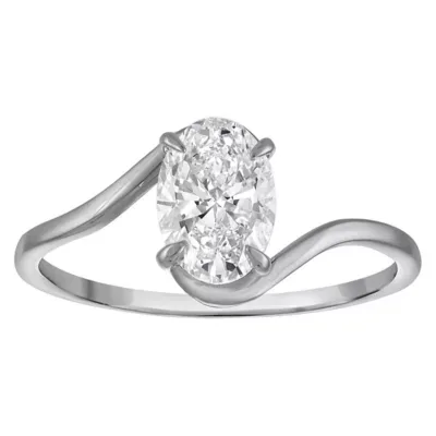 Jordan Blue NYC Lab Created 10K White Gold 1 Cttw Oval-Cut Lab-Grown Diamond Swirl Ring by Jordan