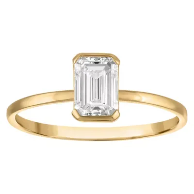 Jordan Blue NYC Lab Created 10K Gold 1 Cttw Emerald-Cut Lab-Grown Diamond Half-Bezel Ring by Jordan