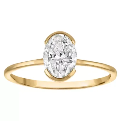 Jordan Blue NYC Lab Created 10K Gold 1 Cttw Oval-Cut Lab-Grown Diamond Half-Bezel Ring by Jordan