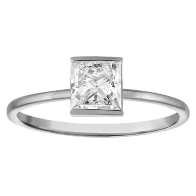 Jordan Blue NYC Lab Created 10K White Gold 1 Cttw Princess-Cut Lab-Grown Diamond Half-Bezel Ring by Jordan