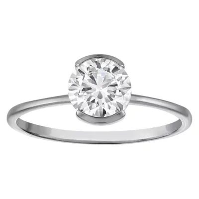 Jordan Blue NYC Lab Created 10K White Gold 1 Cttw Round Lab-Grown Diamond Half-Bezel Ring by Jordan
