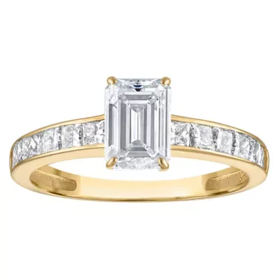Jordan Blue NYC Lab Created 10K Gold 1.75 Cttw Emerald-Cut Lab-Grown Diamond Channel Ring