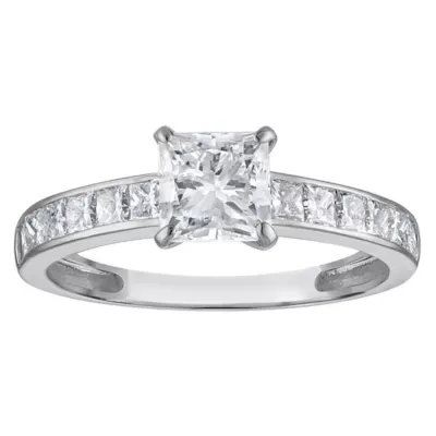 Jordan Blue NYC Lab Created 10K White Gold 1.75 Cttw Princess-Cut Lab-Grown Diamond Channel Ring