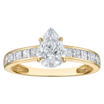 Jordan Blue NYC Lab Created 10K Gold 1.75 Cttw Pear-Cut Lab-Grown Diamond Channel Ring by Jordan