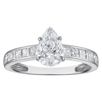 Jordan Blue NYC Lab Created 10K White Gold 1.75 Cttw Pear-Cut Lab-Grown Diamond Channel Ring