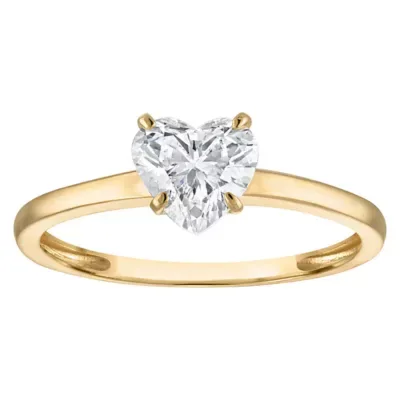 Jordan Blue NYC Lab Created 10K Gold 1 Cttw Heart-Cut Lab-Grown Diamond Solitaire Ring