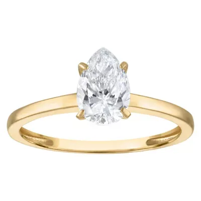 Jordan Blue NYC Lab Created 10K Gold 1 Cttw Pear Lab-Grown Diamond Solitaire Ring