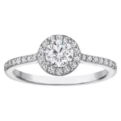 Jordan Blue NYC Lab Created Sterling Silver 0.75 Cttw Round Brilliant Lab Diamond Halo Ring