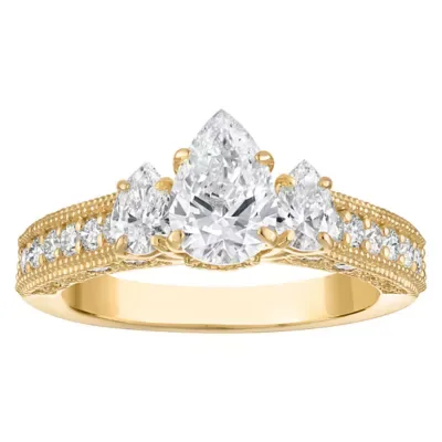 Jordan Blue NYC Lab Created 10K Gold 2 Cttw Pear-Cut Lab-Grown Diamond Three-Stone Ring by Jordan