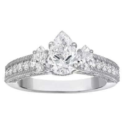 Jordan Blue NYC Lab Created 10K White Gold 2 Cttw Pear-Cut Lab-Grown Diamond Three-Stone Ring by Jordan