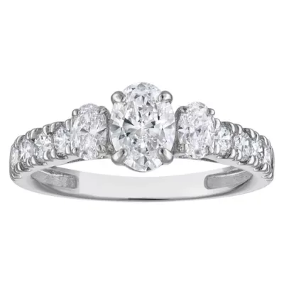Jordan Blue NYC Lab Created 10K White Gold 1.4 Cttw Oval-Cut Lab-Grown Diamond Three-Stone Ring by Jordan