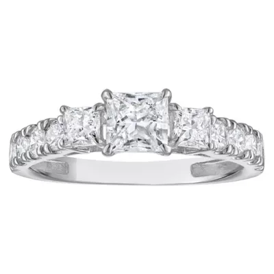 Jordan Blue NYC Lab Created 10K White Gold 1.5 Cttw Princess-Cut Lab-Grown Diamond Three-Stone Ring by Jordan