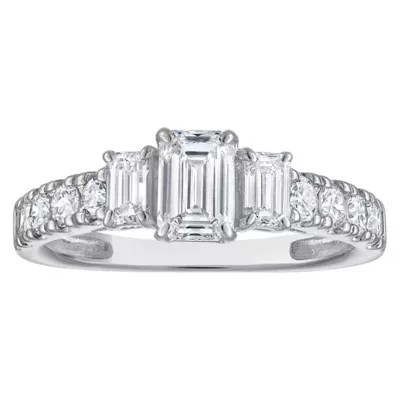 Jordan Blue NYC Lab Created 10K White Gold 1.18 Cttw Emerald-Cut Lab-Grown Diamond Three-Stone Ring by Jordan