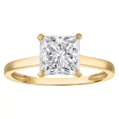 Jordan Blue NYC Lab Created 10K Gold 2 Cttw Princess-Cut Lab-Grown Diamond Solitaire Ring
