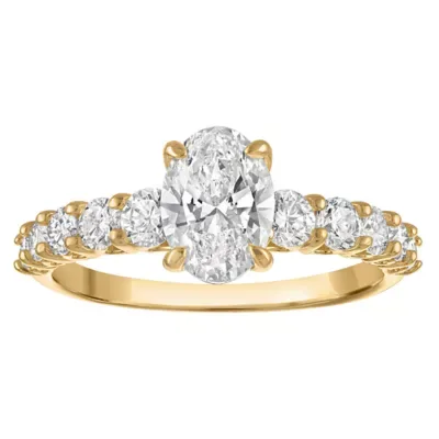 Jordan Blue NYC Lab Created 10K Gold 2 Cttw Oval-Cut Lab-Grown Diamond Three-Stone Ring by Jordan
