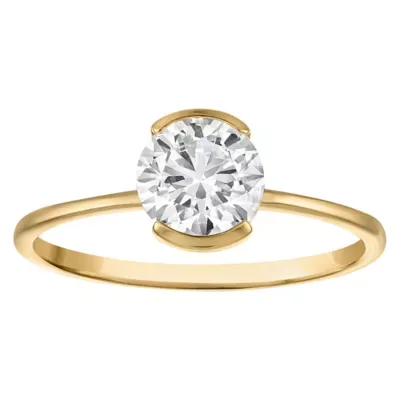 Jordan Blue NYC Lab Created 10K Gold 1 Cttw Round Lab-Grown Diamond Half-Bezel Ring by Jordan
