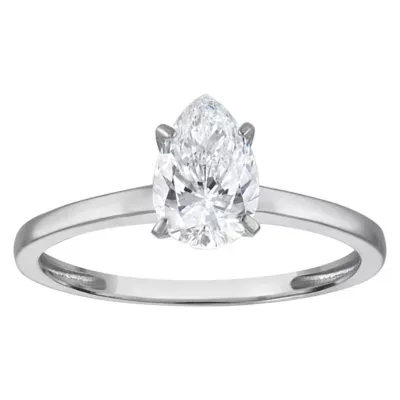 Jordan Blue NYC Lab Created 10K White Gold 1 Cttw Pear Lab-Grown Diamond Solitaire Ring