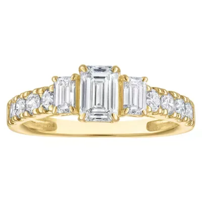 Jordan Blue NYC Lab Created 10K Gold 1.18 Cttw Emerald-Cut Lab-Grown Diamond Three-Stone Ring by Jordan