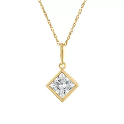 Jordan Blue NYC Lab Created 10K Gold 1 Cttw Princess-Cut Lab-Grown Diamond Pendant, 18 In by Jordan