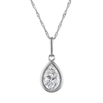 Jordan Blue NYC Lab Created 10K White Gold 1 Cttw Pear-Cut Lab-Grown Diamond Pendant, 18 In by Jordan