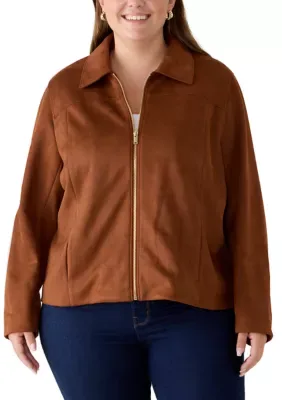 Faux Suede Zip Front Jacket by Philosophy