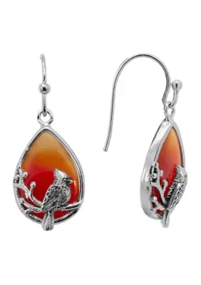 Silver Plated Agate Cardinal Teardrop Earrings by Belk Silverworks