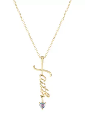 Plated Mystic Cubic Zirconia Heart Faith Necklace, 16 In by Belk Silverworks
