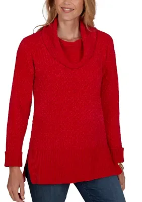 Cowl Neck Luster Chenille Pullover Sweater by Ruby Rd