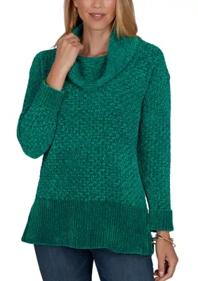 Cowl Neck Luster Chenille Pullover Sweater by Ruby Rd