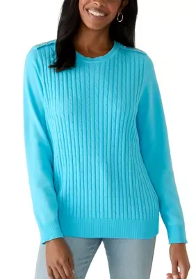 Cable Knit Crew Neck Sweater by Kim Rogers