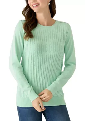 Cable Knit Crew Neck Sweater by Kim Rogers
