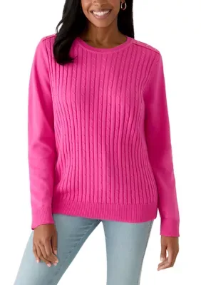Cable Knit Crew Neck Sweater by Kim Rogers