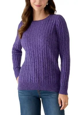 Cable Knit Crew Neck Sweater by Kim Rogers