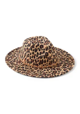 Faux Felt Fedora with Gold Chain Trim by San Diego Hat Company