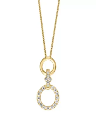 14K Yellow Gold Diamond Pendant with Chain 18 In by Lali Jewels